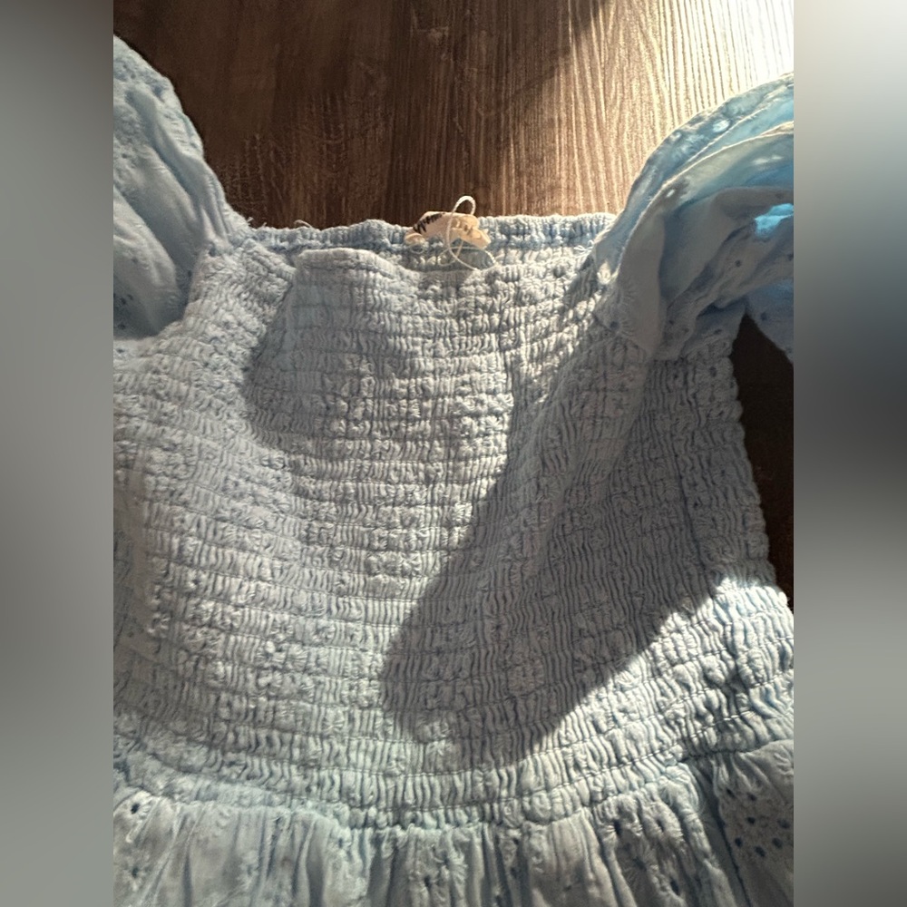 Light blue small eyelet dress summer and cute  size small